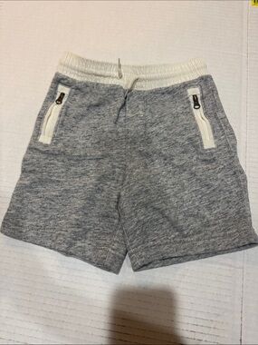GAP Gray Heather Shorts with White Waistband and Zip Trim